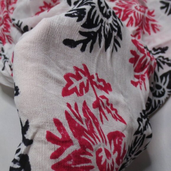 LOFT womens BLOUSE shirt SHEER floral OFF WHITE black HOT PINK career TOP SIZE S - Picture 5 of 12